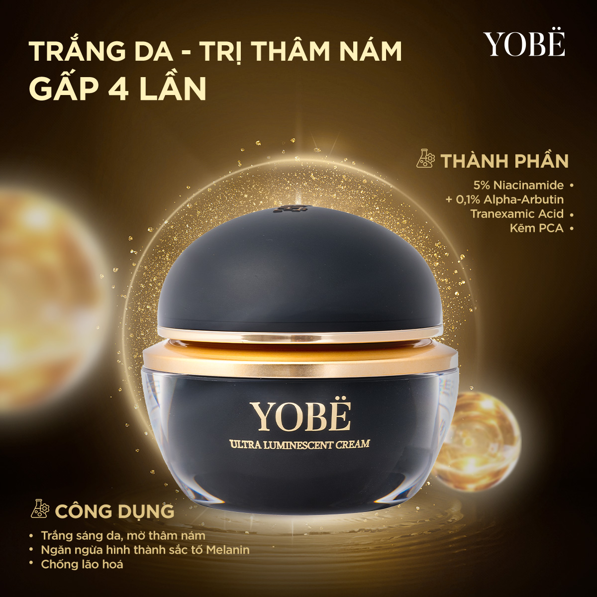 Kem Dưỡng Ban Đêm Trắng Da Trị Nám Yobe Ultra Luminescent Cream 50mL